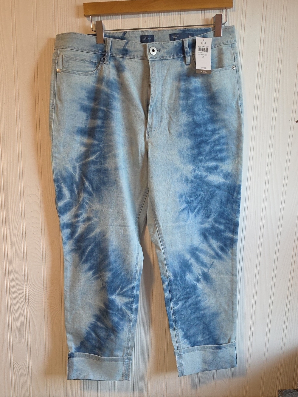 NWT J.Jill Tie-Dyed High Rise Cropped Jeans Sz 14